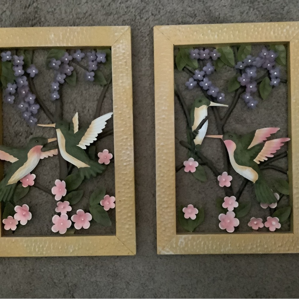 Hummingbird 3D Metal Wall Hangings - Set of 2
